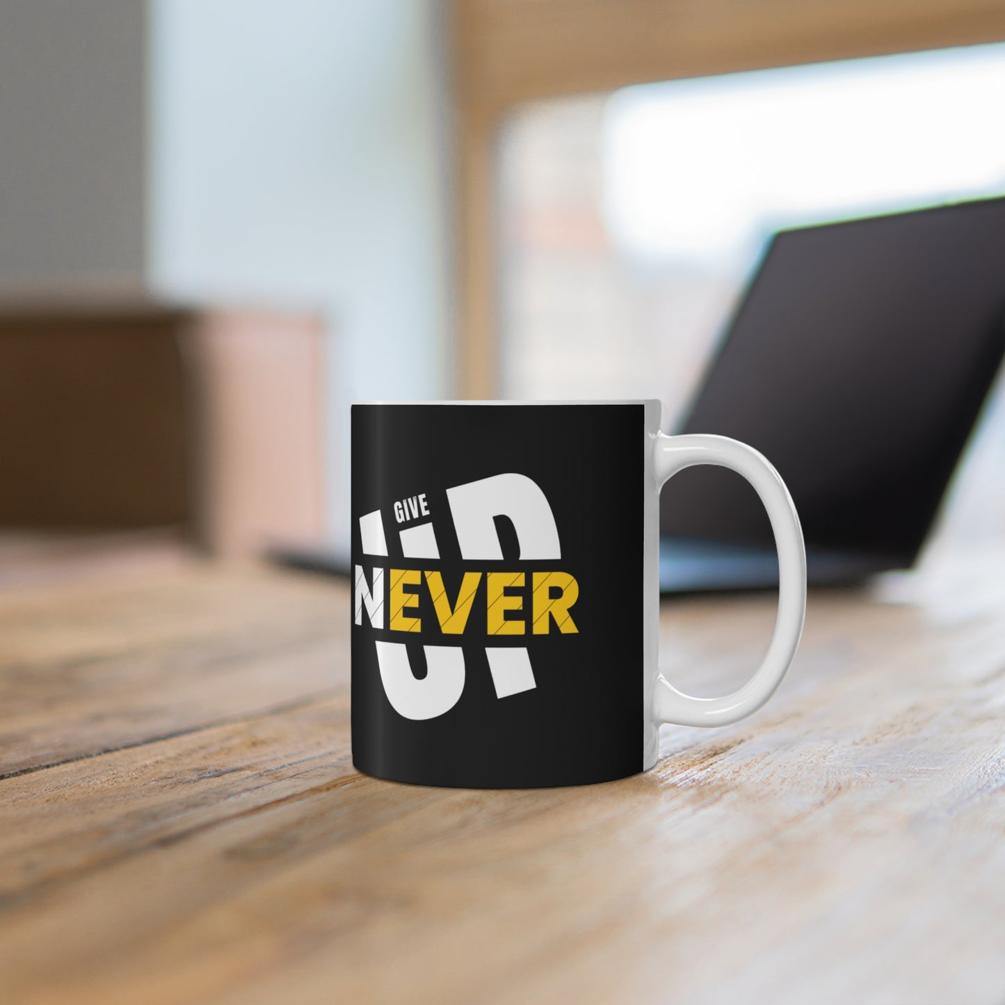 Never Give up Ceramic Coffee Cups, 11oz, 15oz