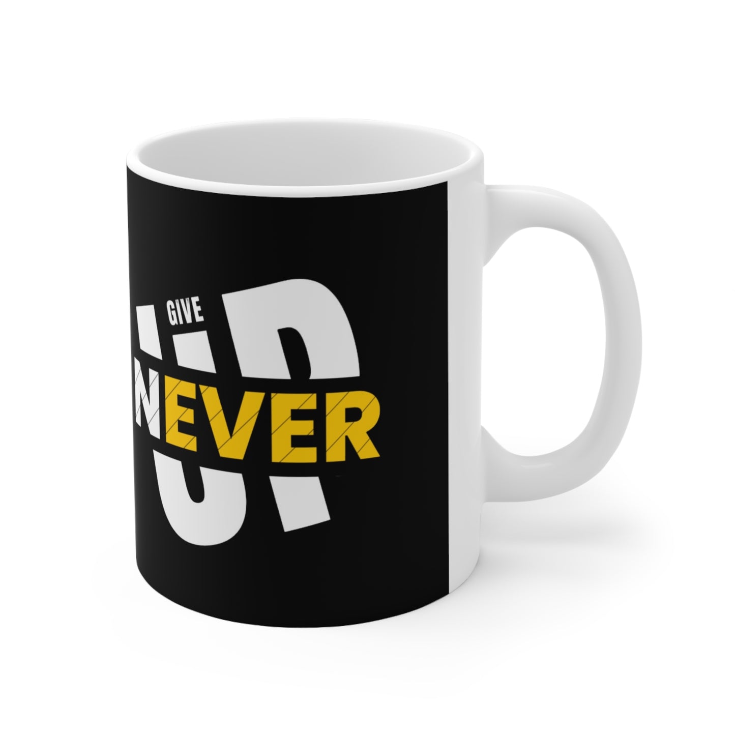 Never Give up Ceramic Coffee Cups, 11oz, 15oz